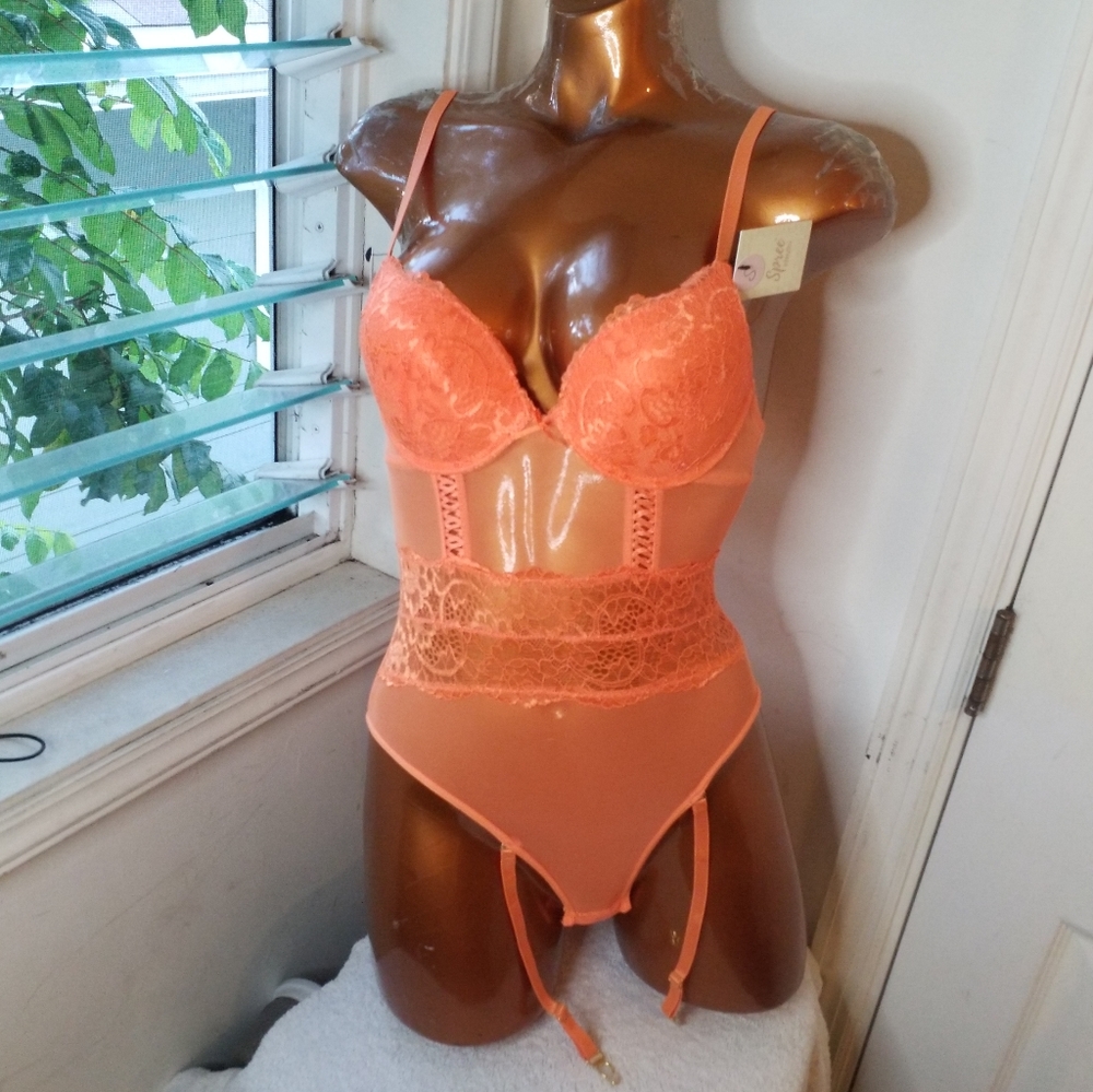 NWT Spree intimates teddy lingerie turmeric Orange S